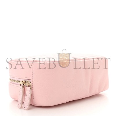 CHANEL CAVIAR QUILTED MEDIUM CURVY POUCH COSMETIC CASE LIGHT PINK (18.5*11*6cm) 